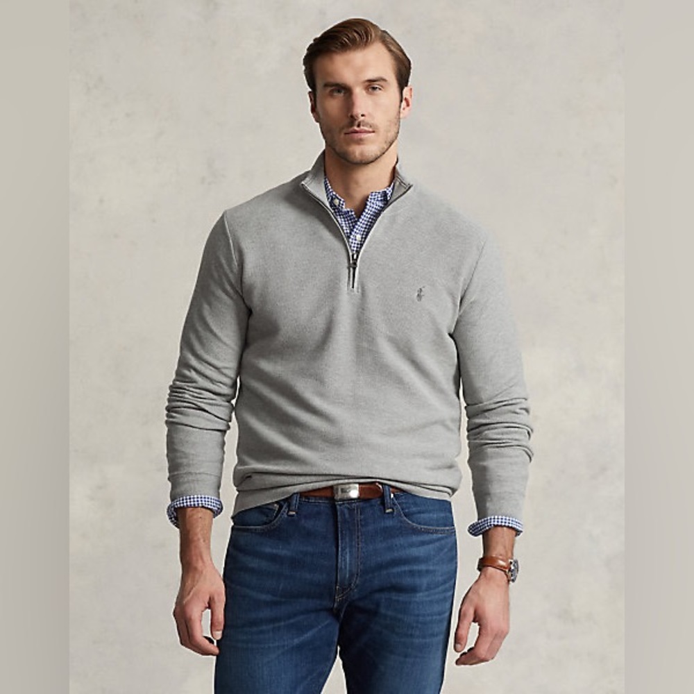 Polo Ralph Lauren Luxury Quarter-Zip Pullover Mens Gray | Size Small